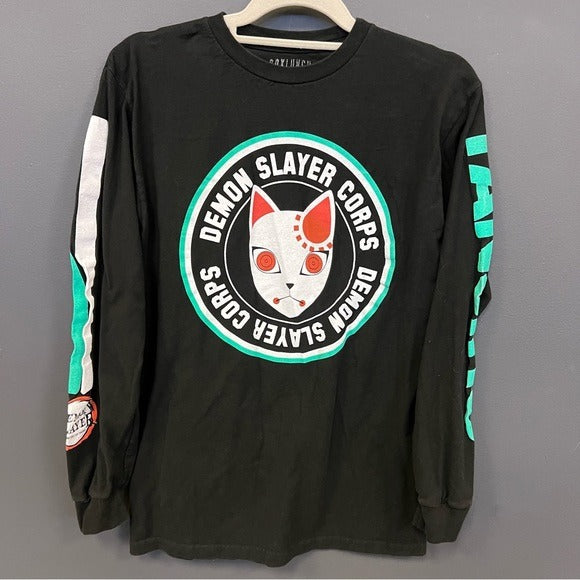 Boxlunch Demon Slayer Corps Black Long Sleeve Graphic Tee Size Small