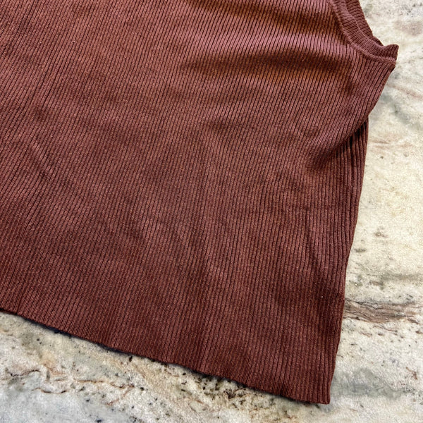 Every Brown Ribbed Sleeveless Crew Neck Sweater XL