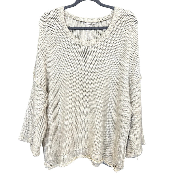 Easel Boutique Chunky Knit Oversized Taupe Sweater S/M