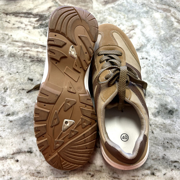 Women's Brown Two Tone Sneakers Size EU 40