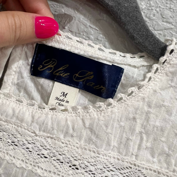 Blue Rain Boutique Lace Peplum White Blouse Size Medium