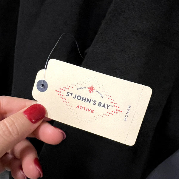 NWT St. John's Bay Active Black Crew Neck Sweatshirt Plus Size 3XL