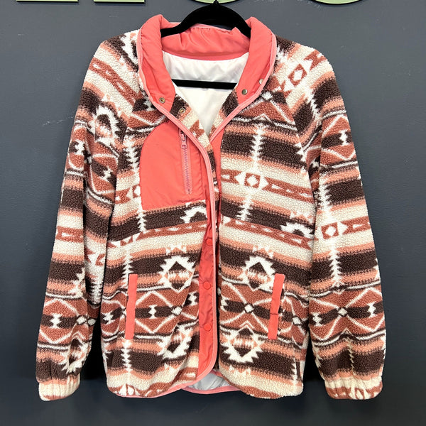 Women's Peach + Brown Aztec Coat Size Medium