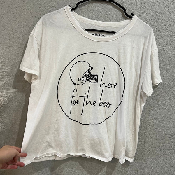 Oliver + Otis Here for the Beer Cropped Football Graphic Tee Large