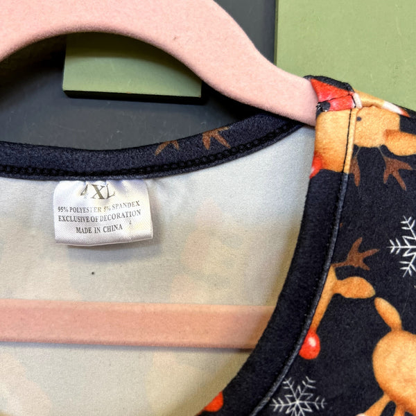 Girls Reindeer Ruffle Christmas Dress Size 8-9