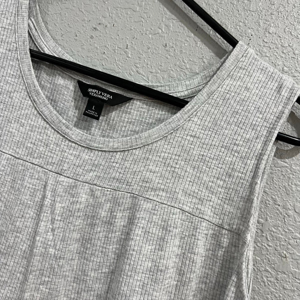 Simply Vera Wang Gray Ribbed Tiered Tank Top Size Large