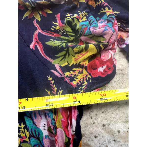 NWT Navy Floral Long Sleeve Collared Maxi Dress Size 1XL