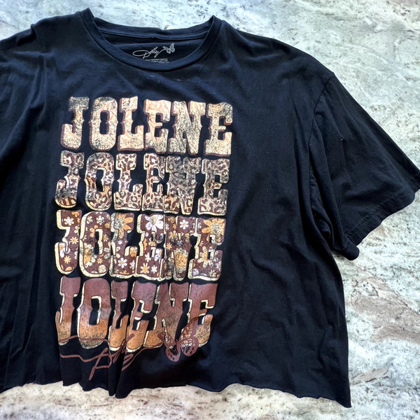 Dolly Cropped Stacked Jolene Graphic Tee Size XL