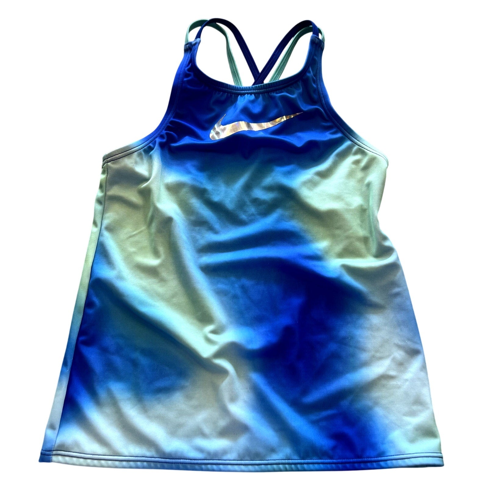 Girls Nike Swim Tankini Top Tie Dye Blue & Mint Size Medium 10/12