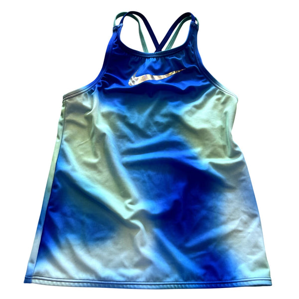 Girls Nike Swim Tankini Top Tie Dye Blue & Mint Size Medium 10/12