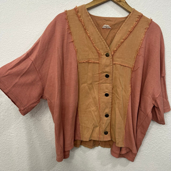 POL Two Tone Orange Canvas + Pink Waffle To Size Medium