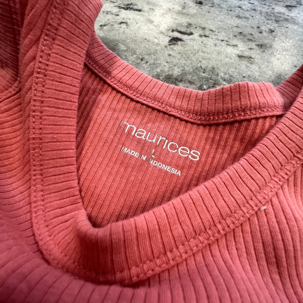 Maurice's Mauve Ribbed Fitted Tank Top Large