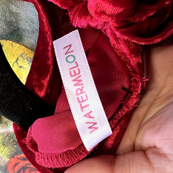 NWOT Crushed Red Velvet Open Shoulder Long Sleeve Blouse 1XL