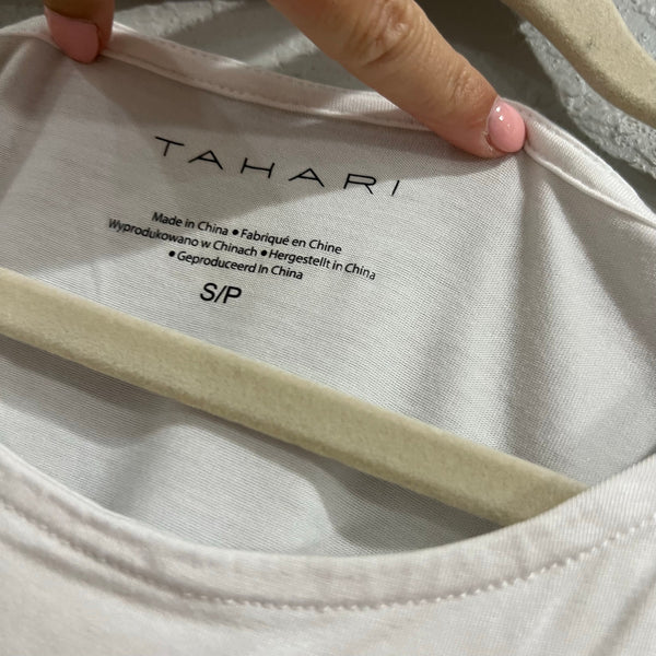 Tahari Butter Soft White Short Sleeve Top Small