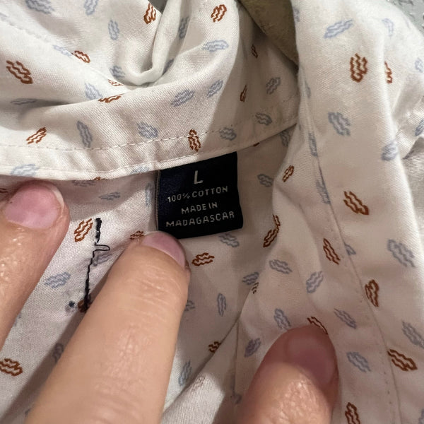 Roundtree & Yorke Men's Squiggle Short Sleeve Button Down Casual Shirt Large