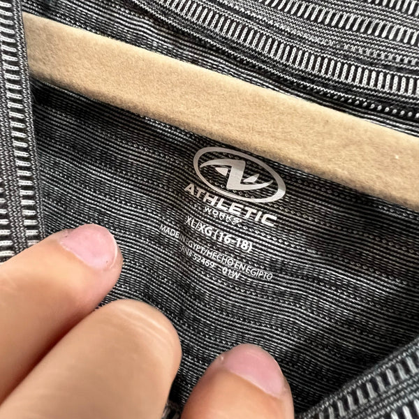 Athletic Works Black + White Striped Muscle Tank Top XL