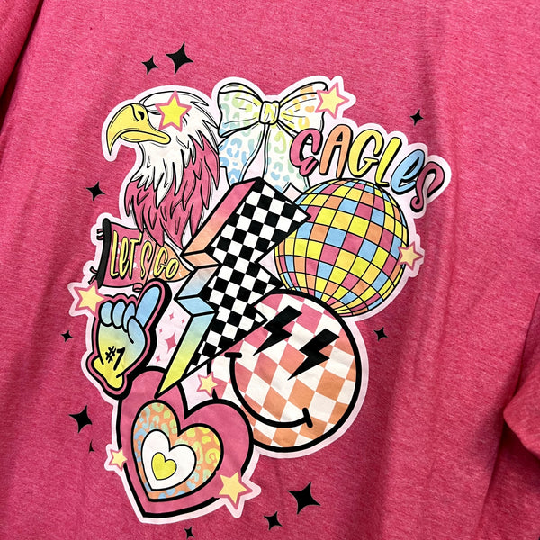 Eagles Retro Game Day Pink Graphic Tee Size Medium