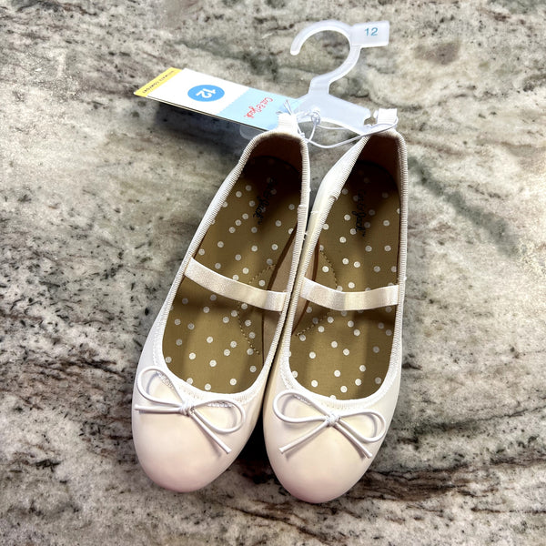NWT Cat & Jack White Nora Slip On Ballet Flats Girls Size 12