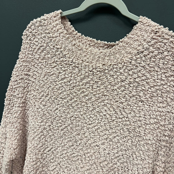 Cherish Light Pink Crew Neck Popcorn Sweater Large