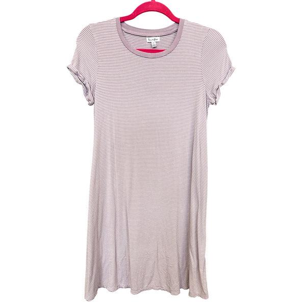 Love Fire Purple + White Striped Mini Dress Small