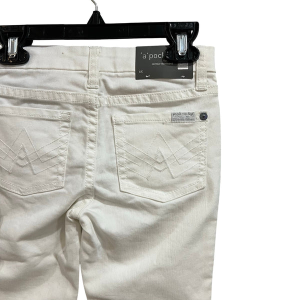 NWT Girls White 7FAM 7 For All Mankind A Pocket Flare Jeans Size 6X