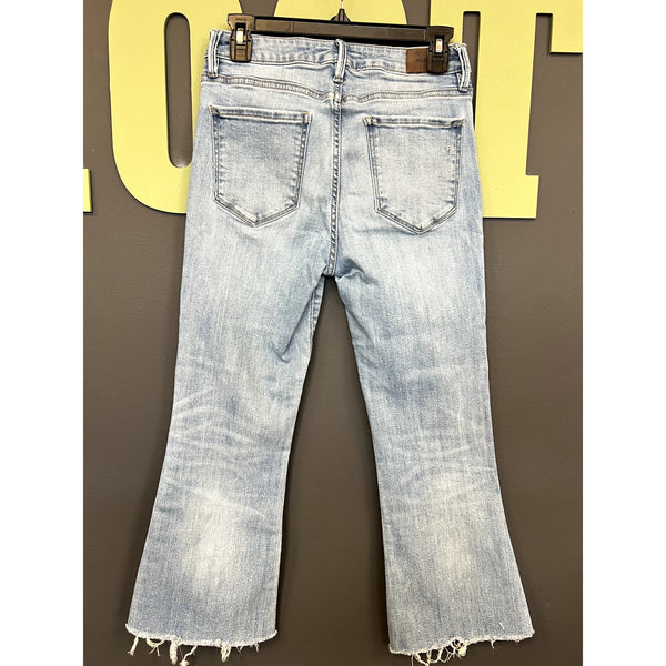 Hidden Light Wash Raw Hem Straight Ankle Jeans Size 29