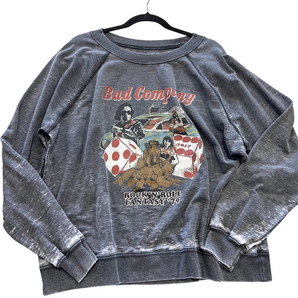 Recycled Karma Bad Company Black Burnout Sweatshirt Size Medium