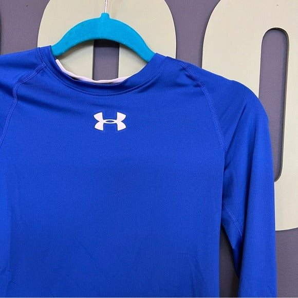 Under Armour Blue Heat Gear Fitted Long Sleeve Top Size Youth Large