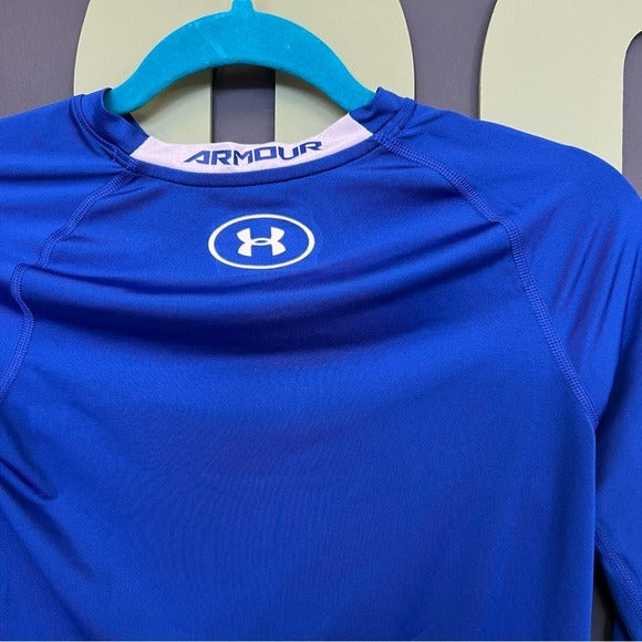 Under Armour Blue Heat Gear Fitted Long Sleeve Top Size Youth Large