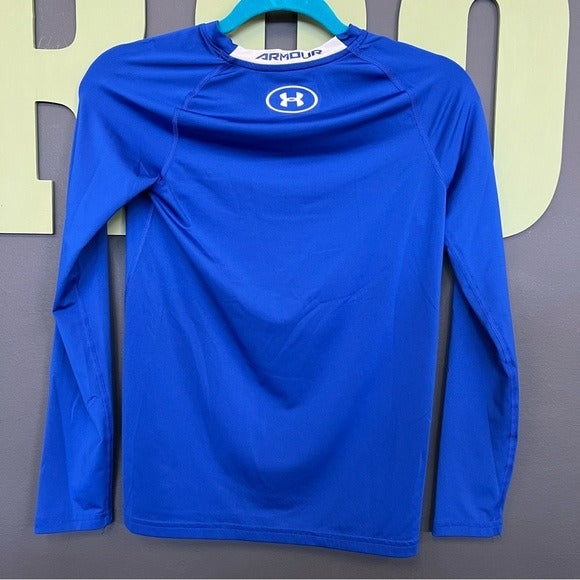 Under Armour Blue Heat Gear Fitted Long Sleeve Top Size Youth Large