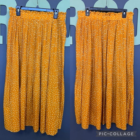 Mustard Yellow Polka Dot Midi Skirt XXL