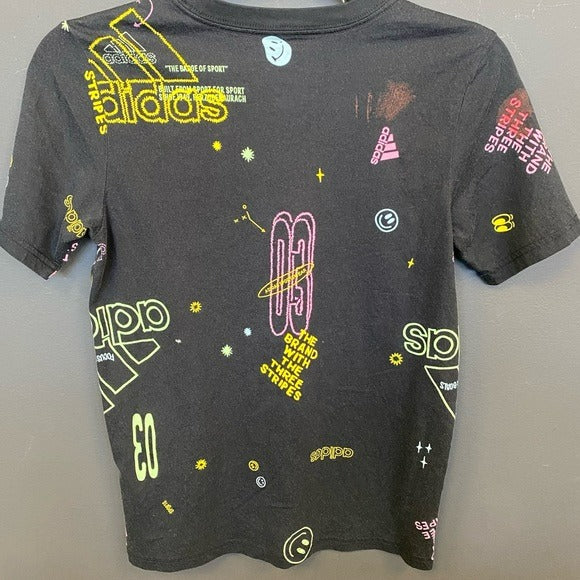 Adidas Black Retro Print Graphic Pocket Tee Youth Medium