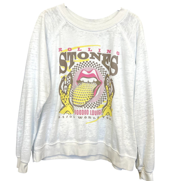 Recycled Karma Burnout Rolling Stones Voodoo Lounge Sweatshirt Size Medium