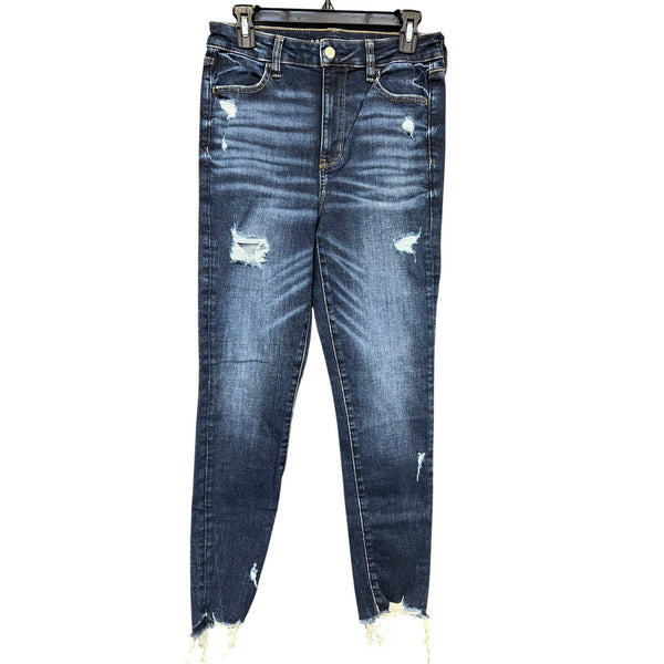 American Eagle Super High Rise Dark Wash Cropped Jeggings Size 8