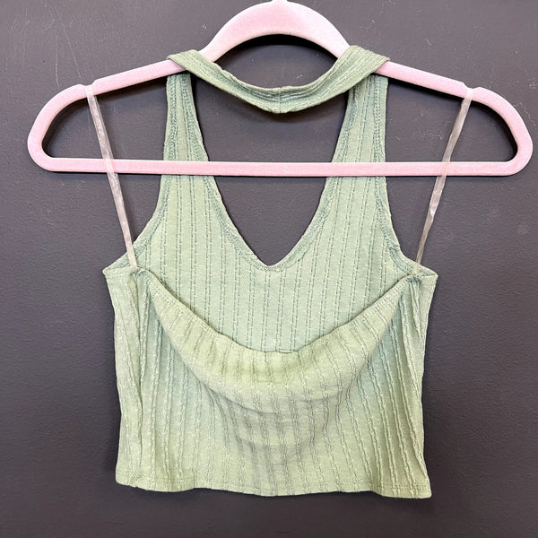 NWT Heart & Hips Light Green Halter Open Back Cotton Tank Top Medium