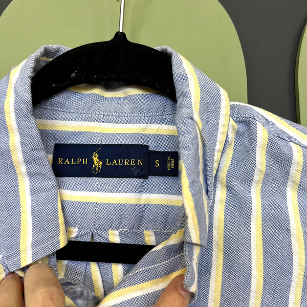 Ralph Lauren Blue Label Cotton Button Down Blue + Yellow Small