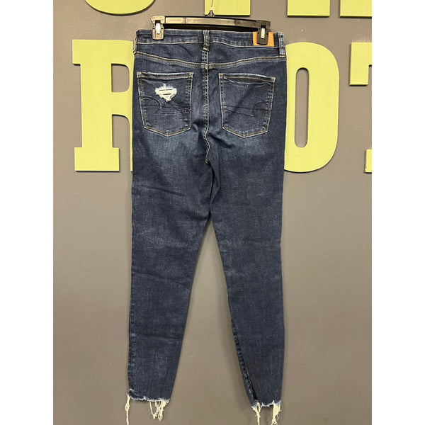 American Eagle Super High Rise Dark Wash Cropped Jeggings Size 8