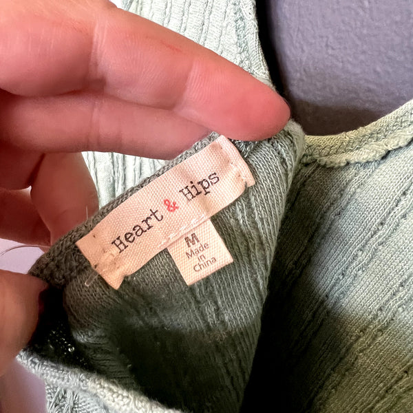 NWT Heart & Hips Light Green Halter Open Back Cotton Tank Top Medium