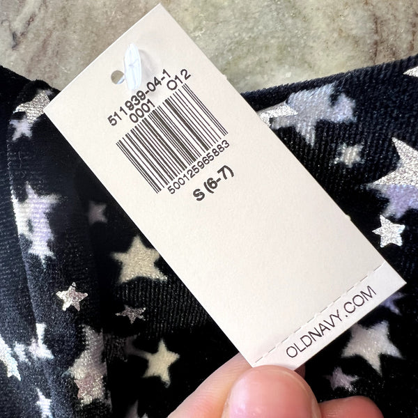 NWT Old Navy Girls Black Velvet Star Dress Size Youth Small
