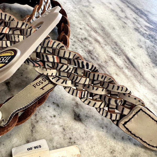 NWT $36 Fossil Coconut Braided Belt Size Small