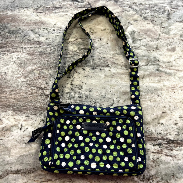 Vera Bradley Little Hipster Crossbody Bag Lucky Dots Navy + Green w Card Holder