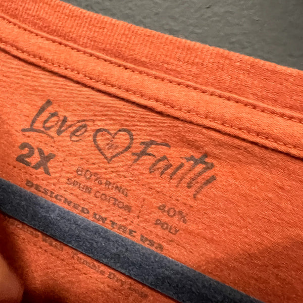 Love in Faith From Death to Life Orange Graphic Tee Size 2XL