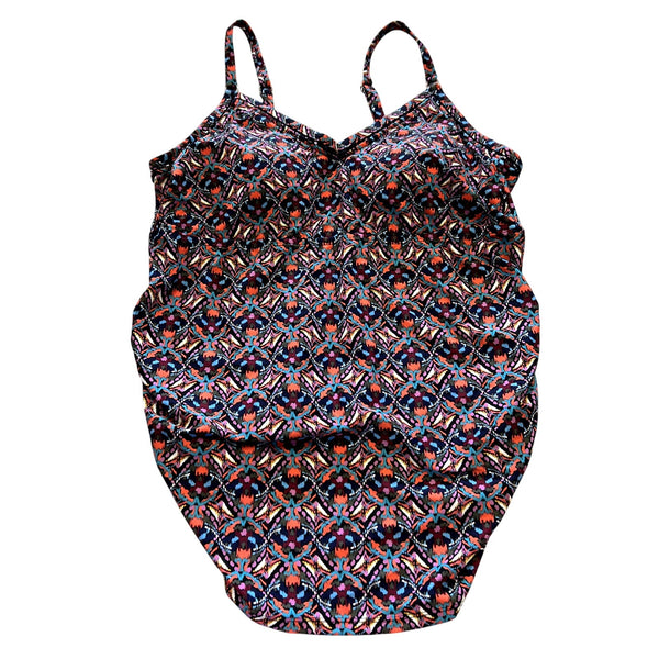 NWT Ikat Print Black Orange Blue Tankini Swim Top Size 18W