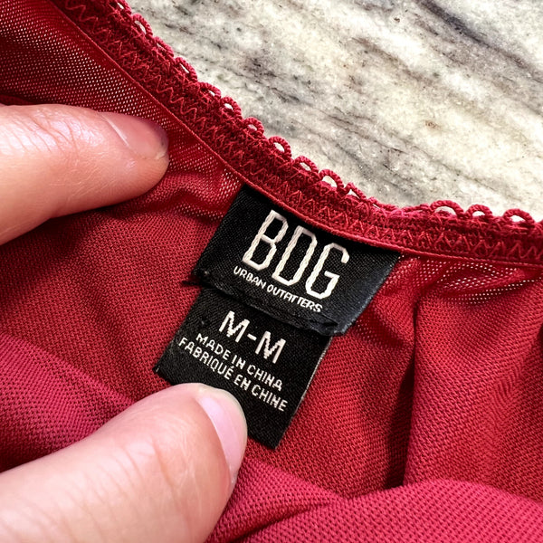 BDG Maroon Fitted V-Neck Tank Top Size Medium