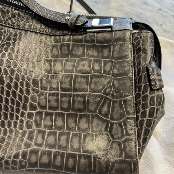 Ivanka Trump Grey Crocodile Shoulder Bag with Dust Bag