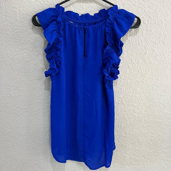 Mine Boutique Royal Blue Ruffle Sleeve Blouse Size Small