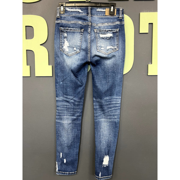 BKE Payton Universal Fit Mid Rise Dark Wash Ankle Skinny Jeans Size 24