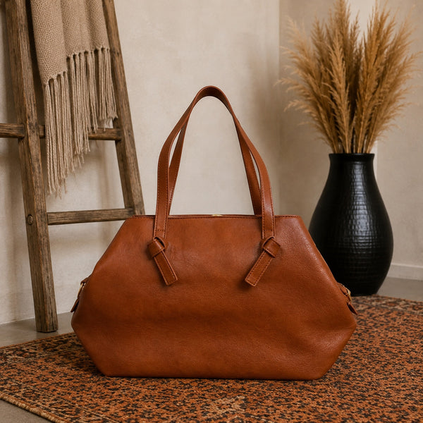 Women's Brown Faux Leather Shoulder Bag