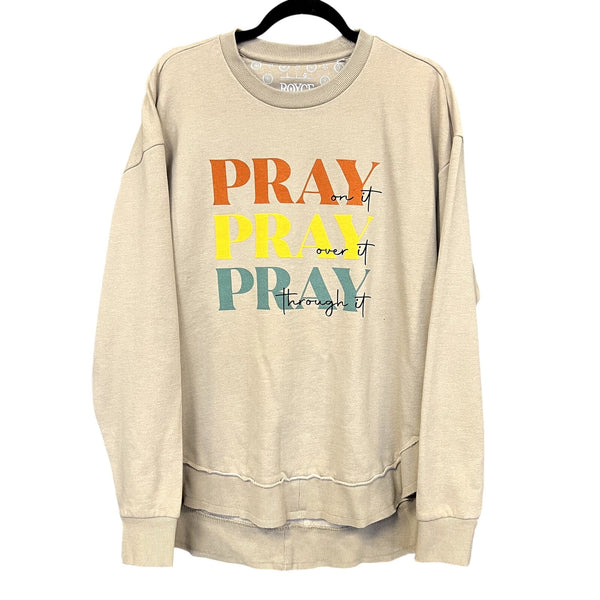 Royce Pray Stacked Tan Sweatshirt Large