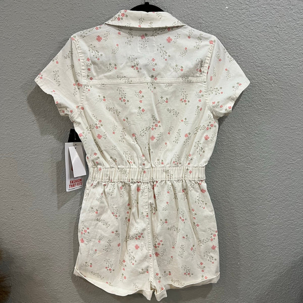 NWT Celebrity Pink White Denim Floral Romper Size Medium